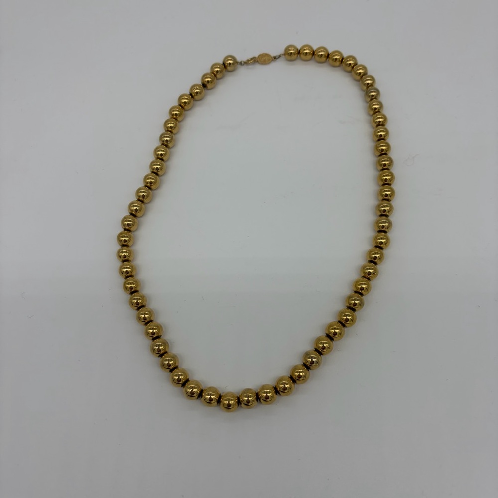 Napier Vintage Gold Ball Bead Necklace - 18” x 8mm